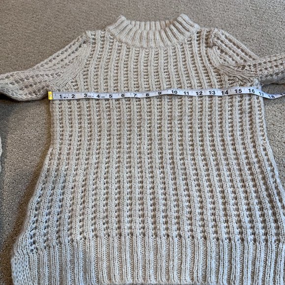 Field Flower Anthropologie Sweater Boho Chunky Crewneck Open Knit Oatmeal XS - Picture 3 of 9